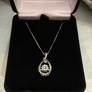 NEW Kay Jewelers Sterling Silver 925 INFINITY dangle CZ PENDANT-BOX NECKLACE 18"